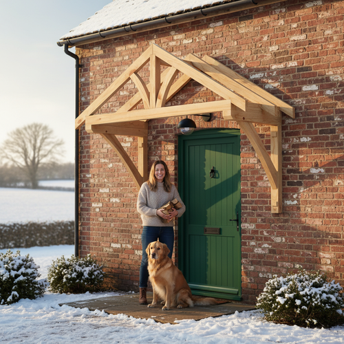 Premium 1200mm Porch Canopy - Durable Pine Construction, Classic Apex Design, and Easy DIY Assembly