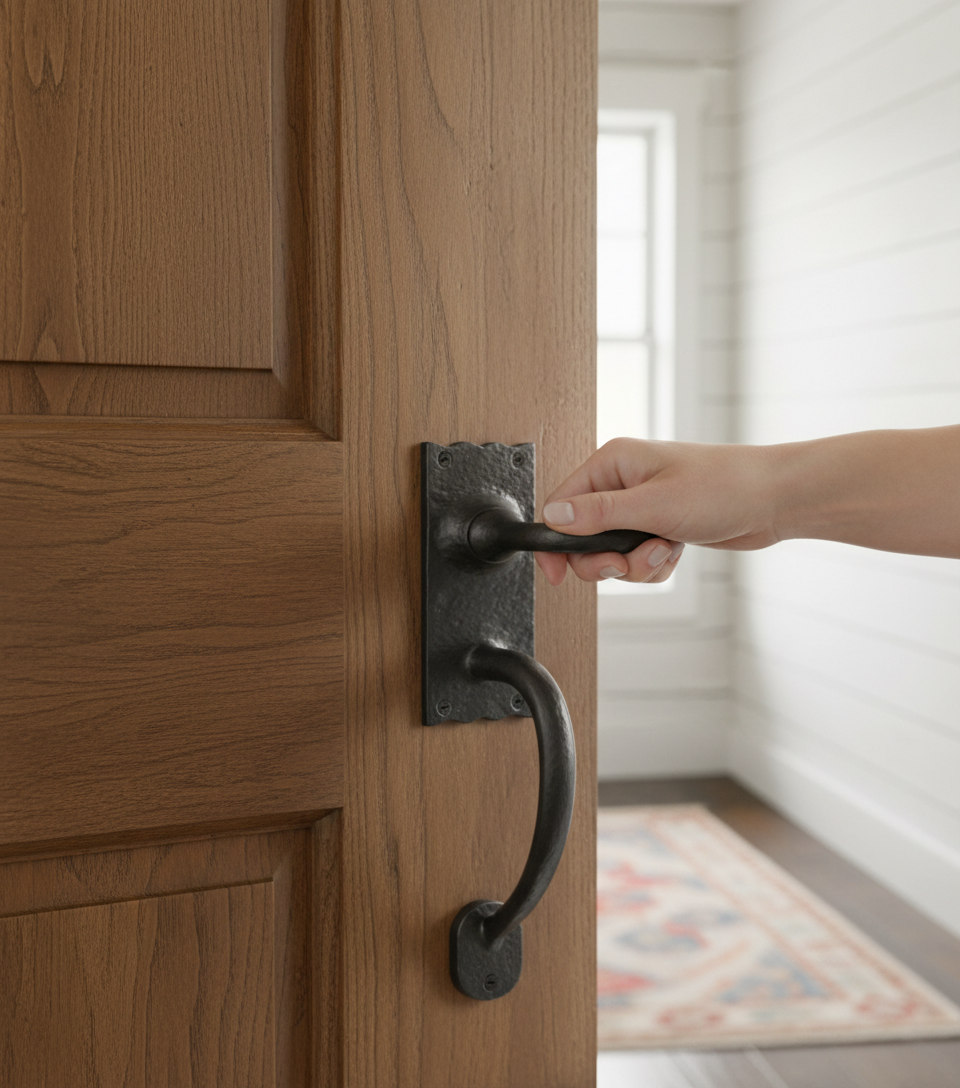 Premium Antique Door Lever Furniture on Backplate for Authentic Interiors - High-Quality Professional Grade for Industrial and Commercial Applications