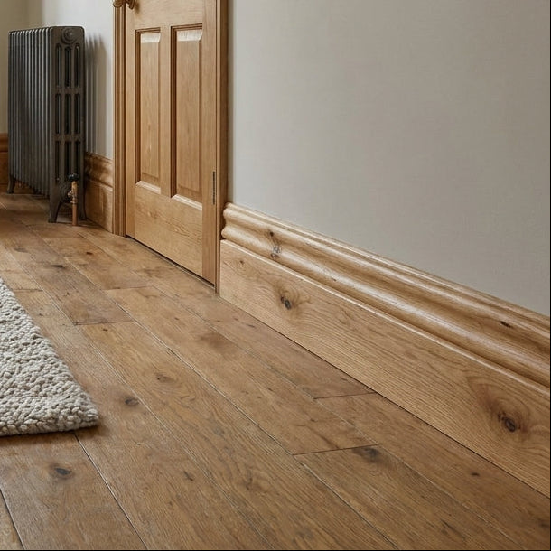 Oak Fully Finished Grooved Ogee Skirting Board 2400x125x18mm