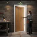Premium Flat Panel Fire Door with Engineered Solid Core Construction, Unfinished Oak Veneer for Custom Finishing