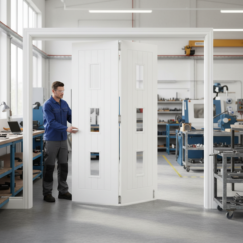 Premium Clear Glazed Room Divider with Top Hung System and Bi-Folding Doors for Flexible Space Solutions