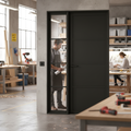Premium Industrial Style Door with Fixed Demi Panel for Modern Interiors - Customizable Frame Options