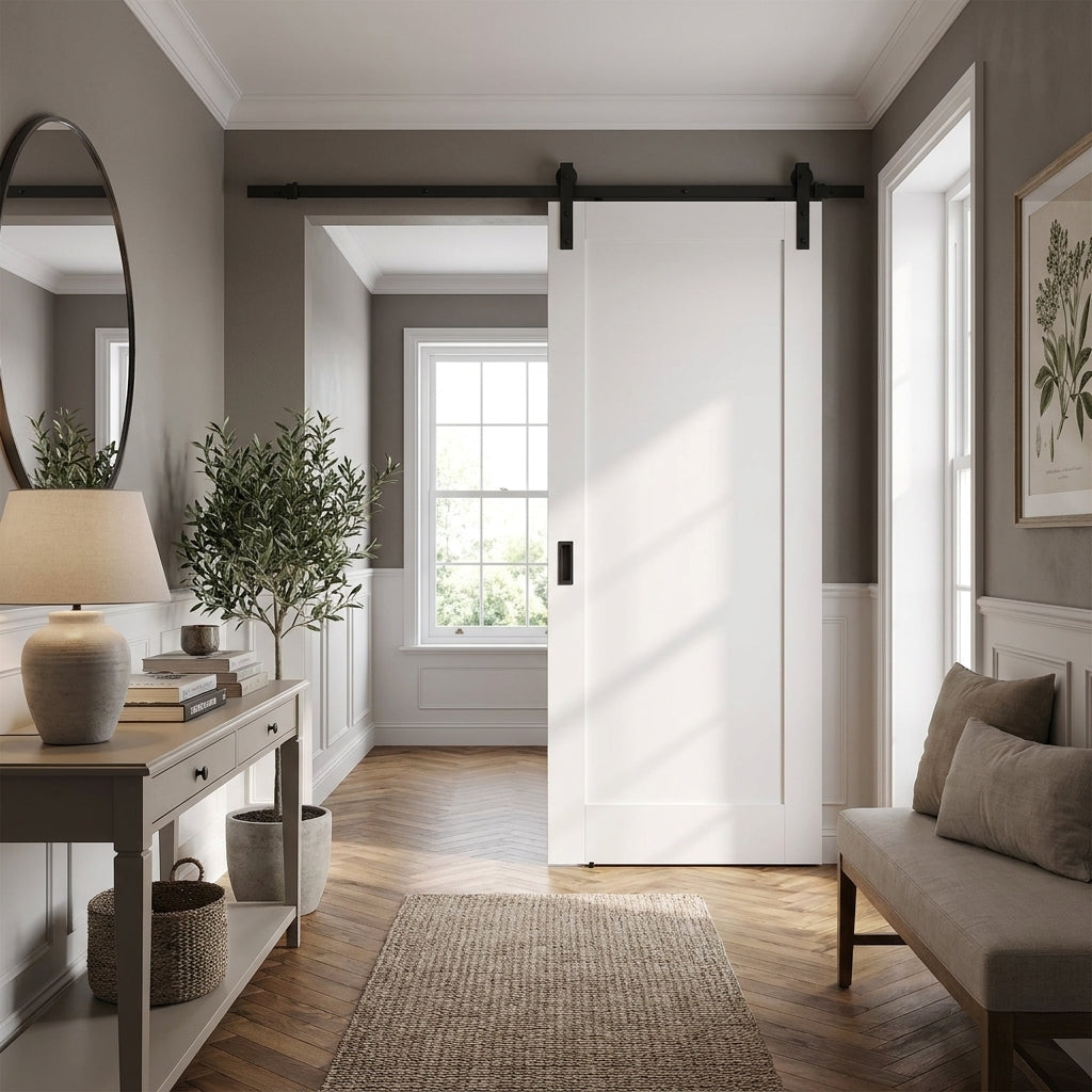 Internal White Primed Sliding Door - Pattern 10 with Solid Engineered Core
