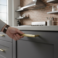 Premium Fluted Medium Round T-Bar Pull Handle - Elegant Satin Gold Finish with Secure Grip for Stylish Interiors