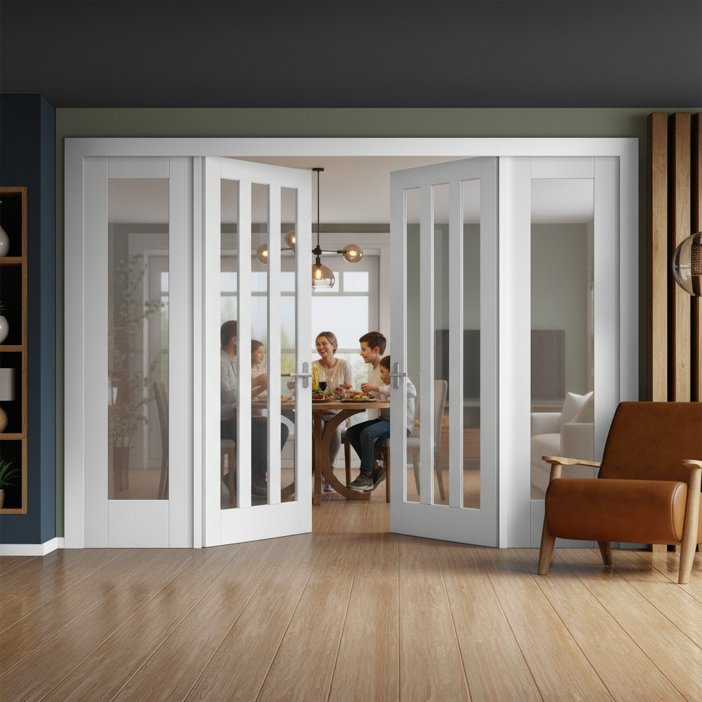 Premium Internal Room Divider Set with Obscure Glass Panels - Elegant Ashton and Pattern 10 Design - Image 2