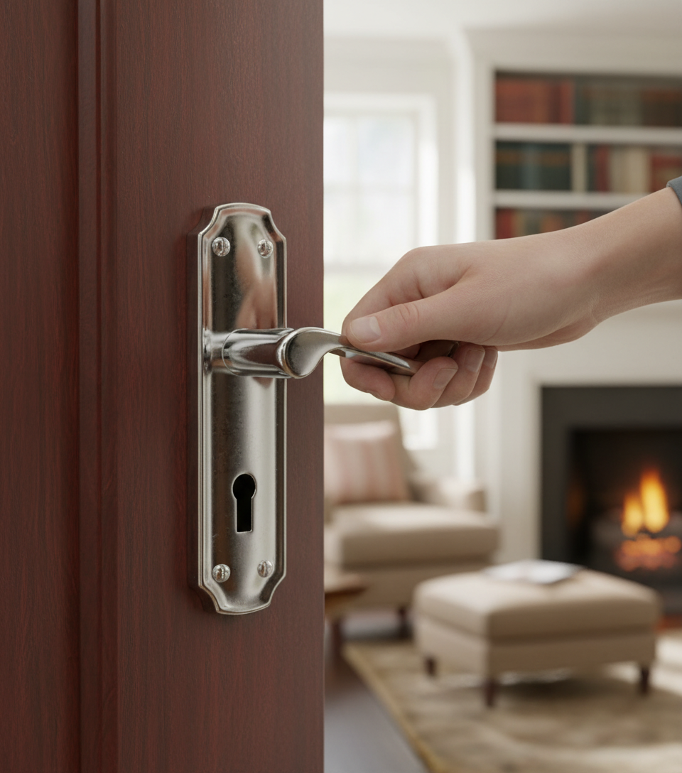 Premium Lever On Backplate with Keyhole ·Versatile Bathroom Turn Option Available