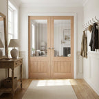 Internal Oak Door Unfinished with 1 Panel and 1 Light Obscure Glazing
