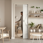 Premium White Primed Internal Barn Pocket Door Set with Rustic Design for Space Optimization - Image 2