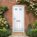 Pre-Hung White Composite External Front Door Set with Venice Glass