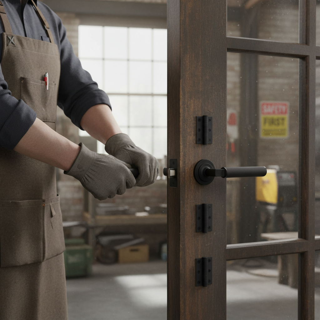 Premium Matt Black Door Handle Pack with Ribbed Lever and Hinges - Versatile for Modern and Traditional Spaces