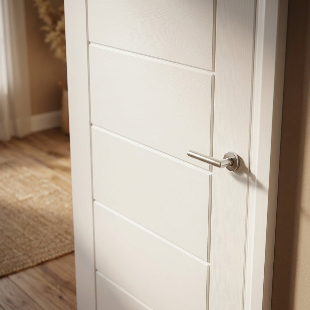 FD30 Fire Door Internal White Primed Finish Solid Engineered Timber Core - detail view