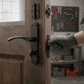 Premium Lever on Backplate Bathroom Handle Set - Sleek Black Matt Finish for Modern Interior Design