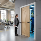 Premium Fire Rated Pocket Door System with Oak Veneer, Adjustable Track, and Durable Construction