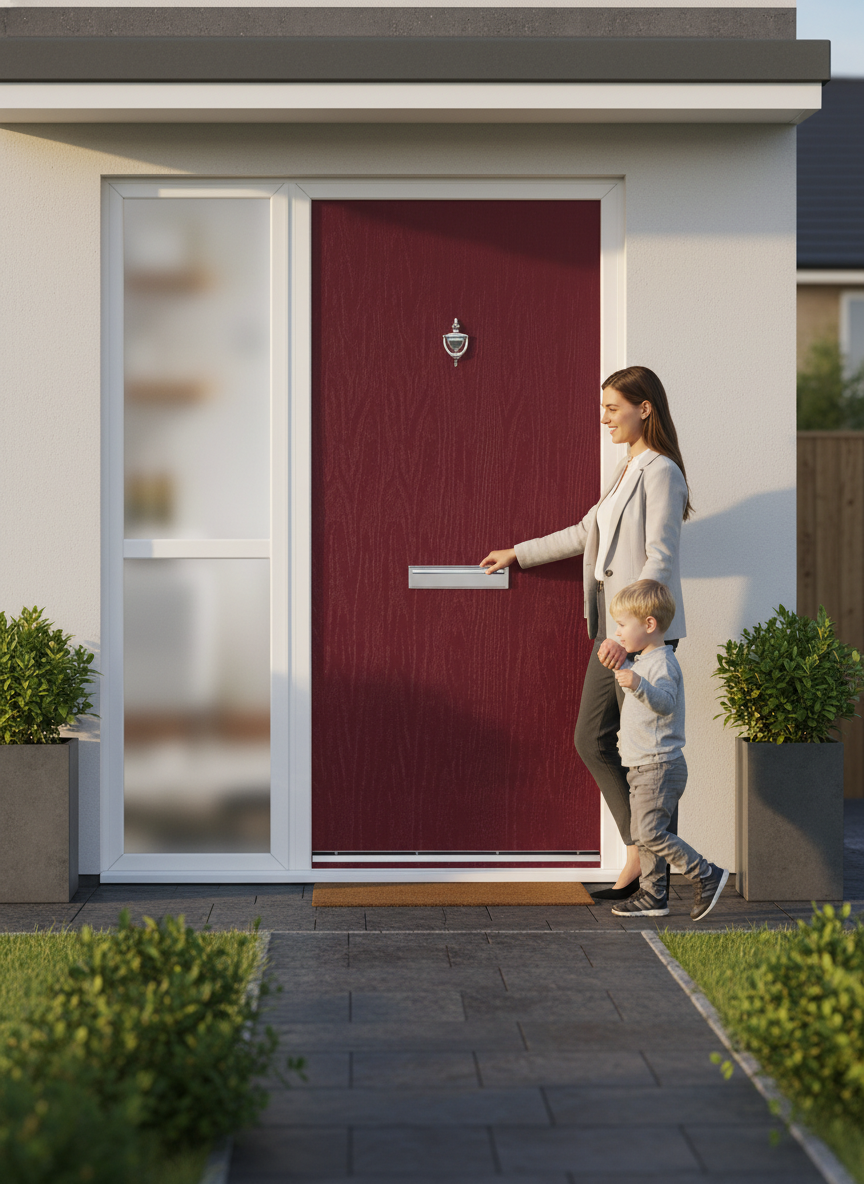 Premium Flush External Fire Door Set with Sidelight and Multipoint Locking System for Enhanced Security