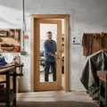 Custom Made Premium 1 Light Internal Oak Clear Glazed FD30 Fire Door - High-Quality Professional Grade for Industrial and Commercial Applications