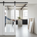 Premium Internal Sliding Door Set with 3 Clear Glass Panels and White Primed Finish for Elegant Home Decor