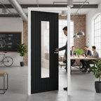 Premium Black Laminate Glazed Internal Door with Edge Banding and Modern Finish - High-Quality Professional Grade for Industrial and Commercial App...