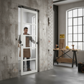 Premium Industrial Style Pocket Door Set with White Glazed Finish and Adjustable Frame for Modern Interiors