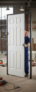 Premium White Moulded Textured 6-Panel Fire Door with Robust Design for Safety and Durability