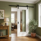 White Primed Internal Sliding Door with 4mm Clear Glass, Solid Core
