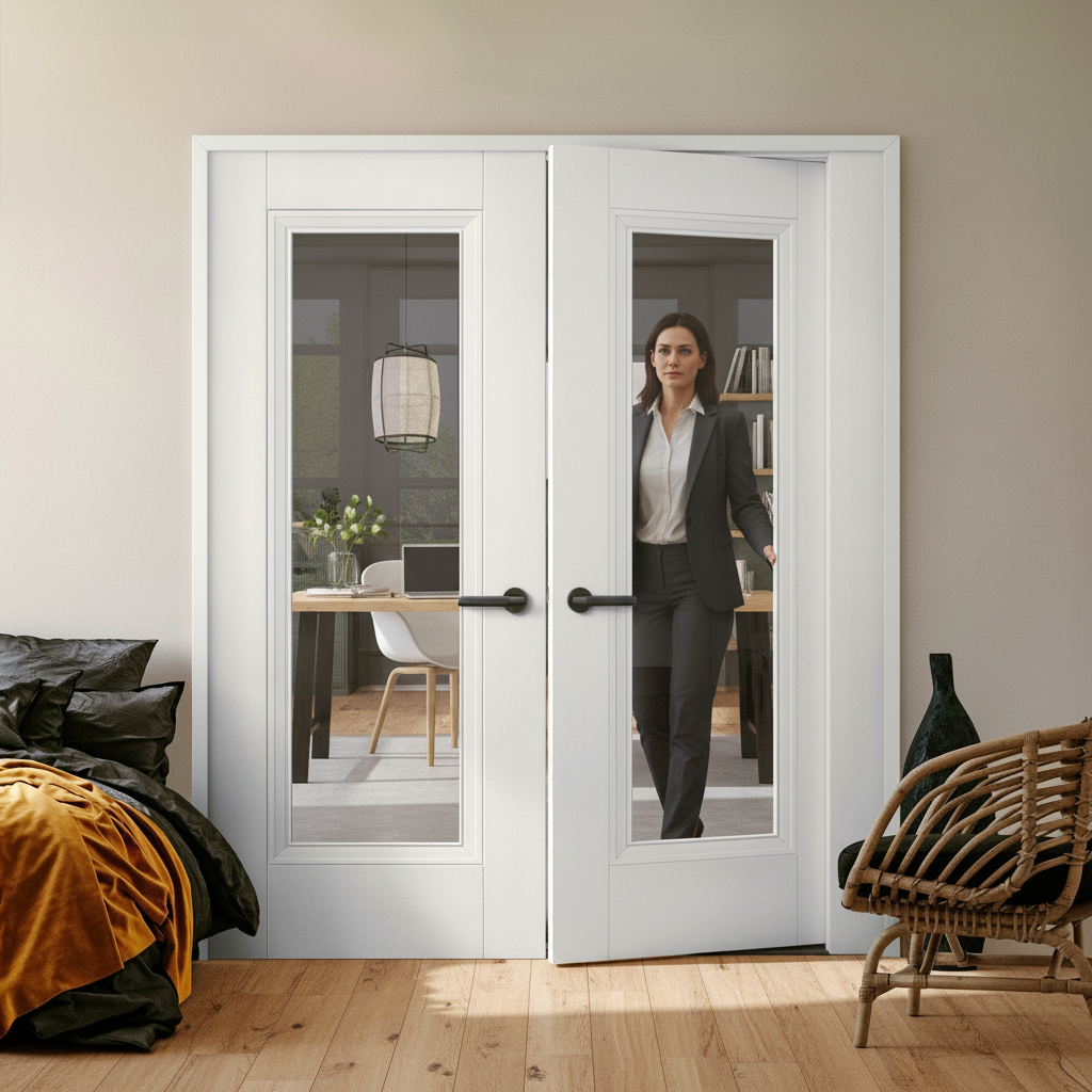 Premium Internal White Primed Elegance Lancaster 1 Light Clear Glass Door Pair for Bright and Stylish Interiors - Image 2
