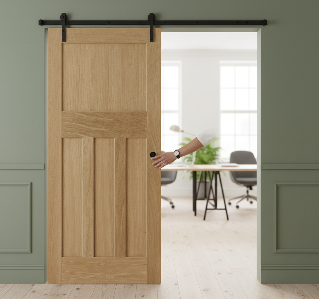 Premium Vintage-Style Pocket Door Set with Galvanised Steel Frame and Adjustable Jamb Options for Space-Saving Design