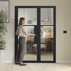Premium Clear Glazed Offset French Doors with Side Panel - Modern Design for Bright Spaces