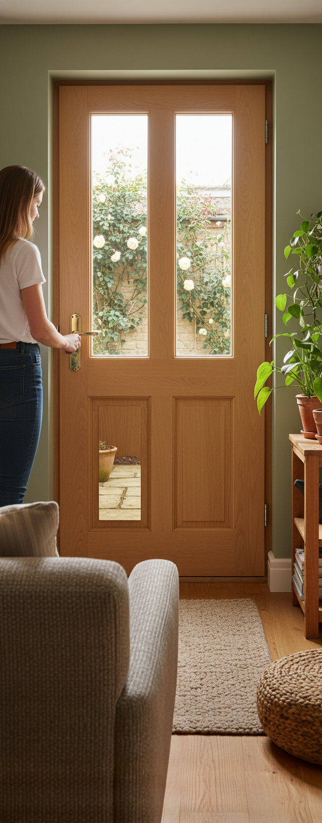 Premium Hardwood Double Glazed Door with Raised Panels and Clear Glass Design - High-Quality Professional Grade for Industrial and Commercial Appli...