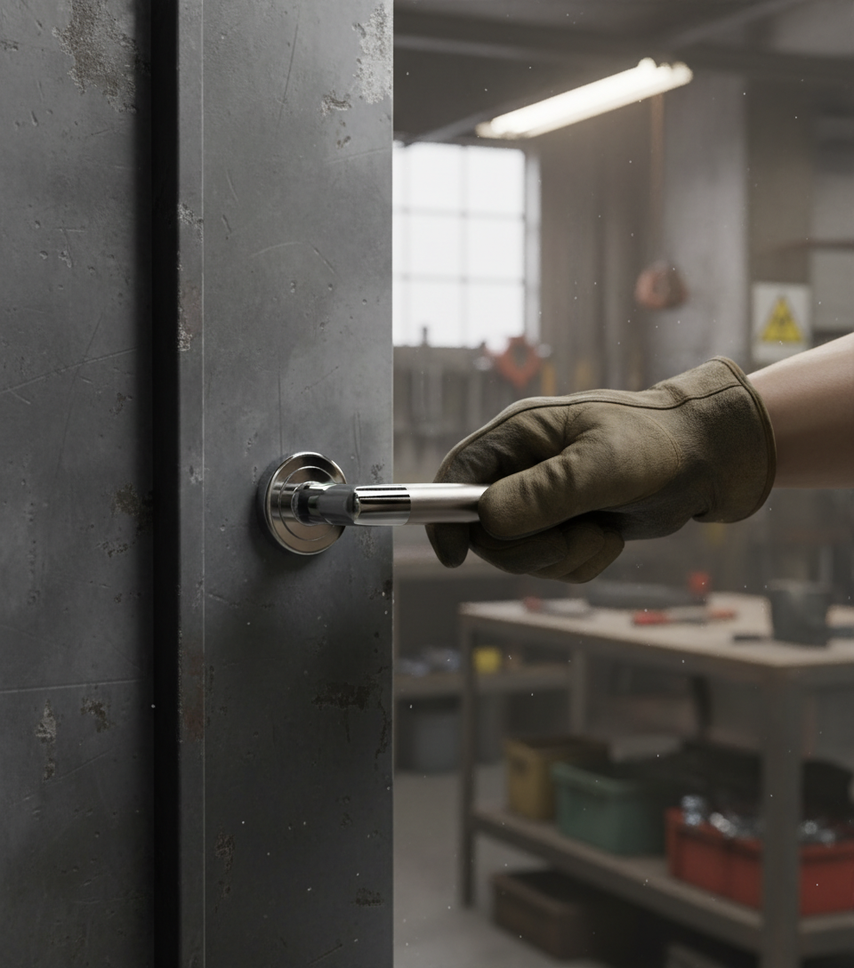 Premium Stylish Door Handle on Round Rose in Satin and Polished Chrome Finish for Modern Interiors