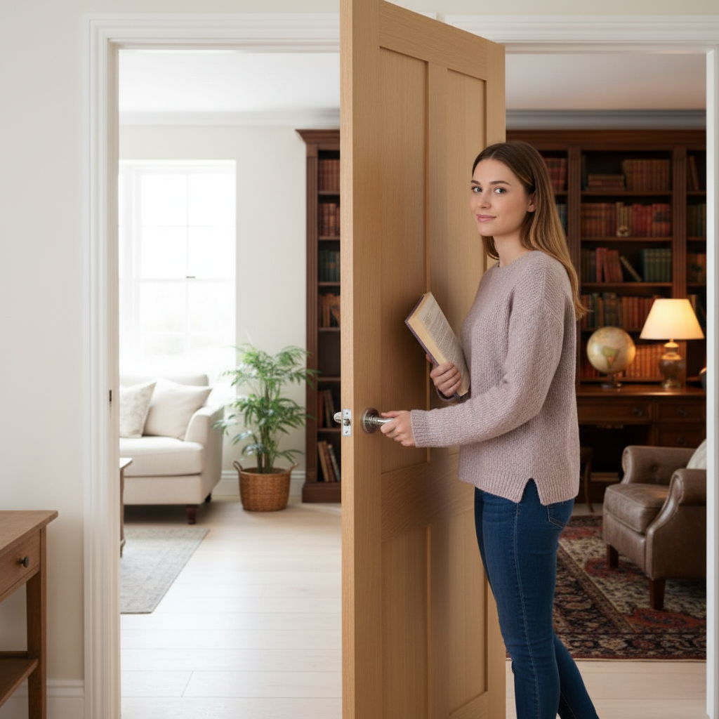 Premium Oak Victorian Internal Door 4-Panel Design with Engineered Construction and Custom Size Options