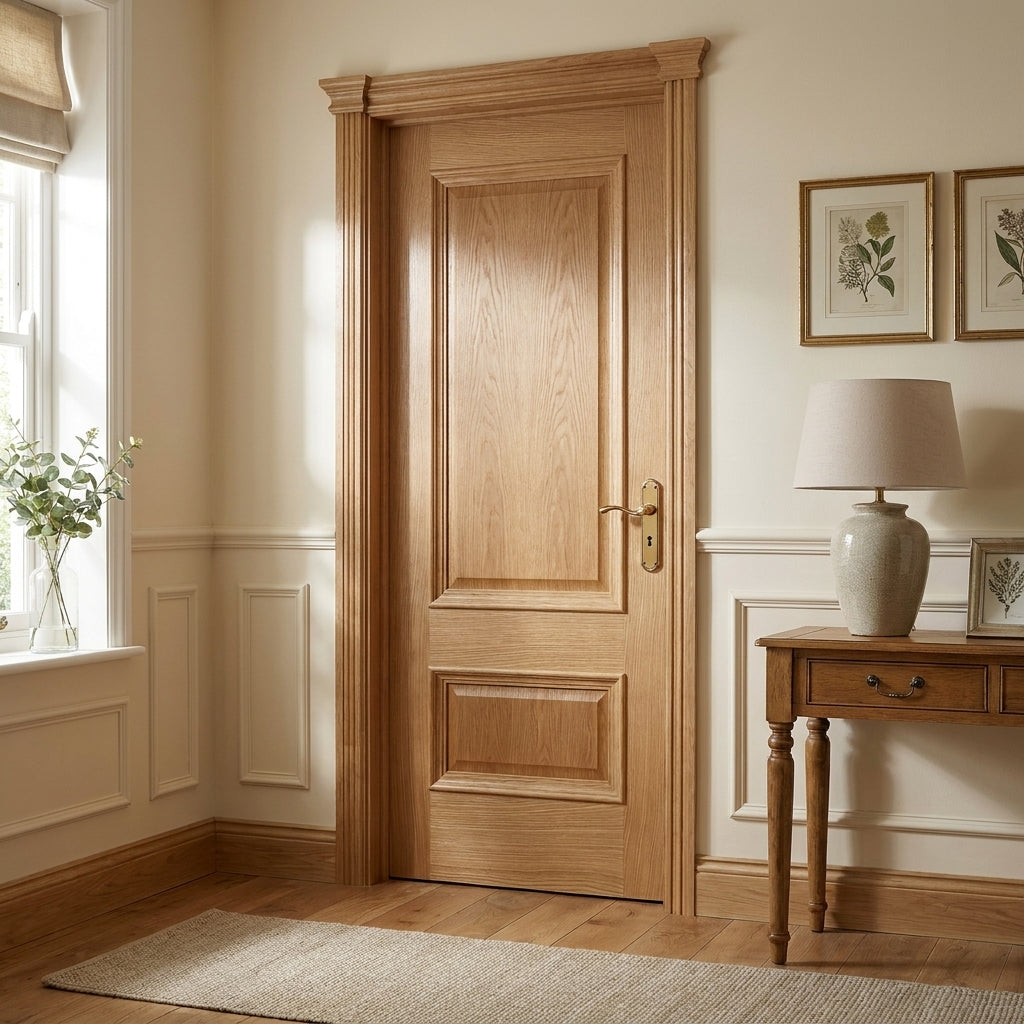 Internal Oak Door Mayfair 2 Panel Fully Finished Solid Engineered Core
