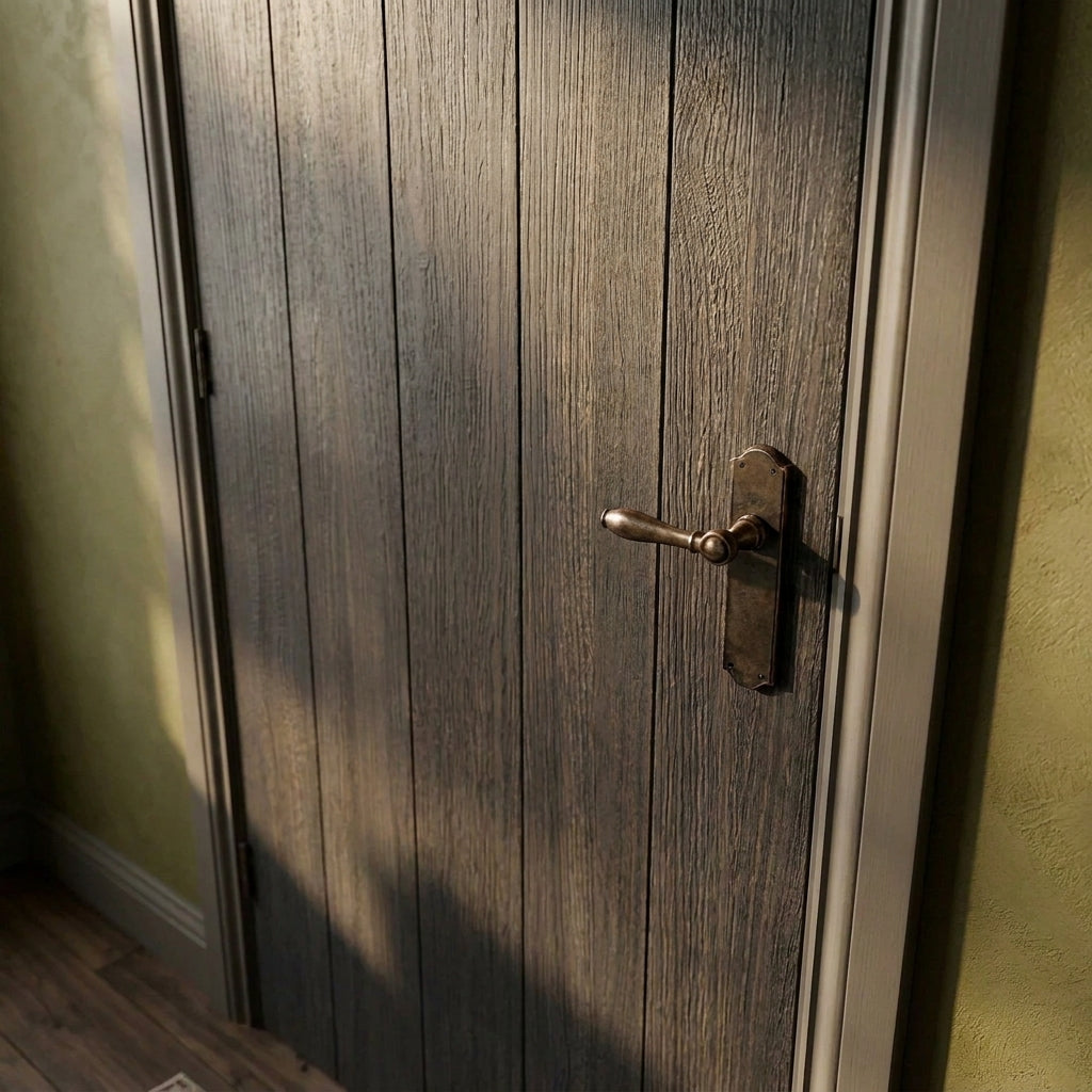 Black Internal Cottage Laminate Door, Fully Finished, Solid Core - detail view