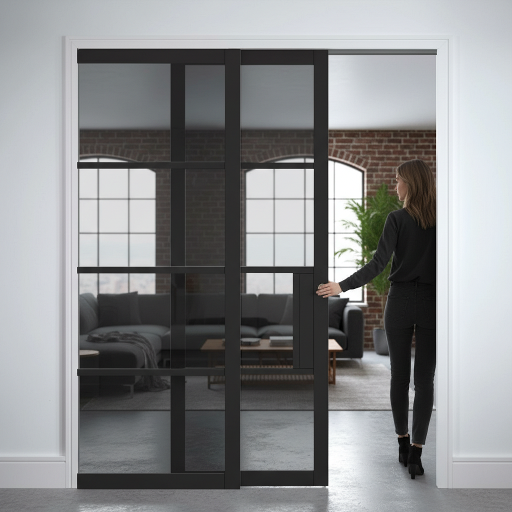 Premium Heavy Duty Telescopic Pocket Door System with Tinted Glass, Adjustable Features, and 15-Year Guarantee for Modern Spaces
