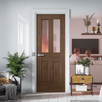 Premium Internal Walnut Fully Finished 4 Panel Victorian FD30 Fire Door with Solid Engineered Core and 30-Minute Fire Resistance - Image 2