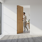 Premium Oak Flush Pocket Door Set with Bevelled Panels and Space-Saving Design - High-Quality Professional Grade for Industrial and Commercial Appl...