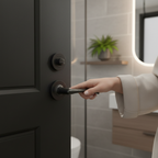 Premium Internal Bathroom Lever Handle Pack with Round Rose - Matt Black Finish for Modern Doors - Image 2