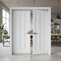 Premium Internal White Primed 3 Panel Pair Door with Durable 35mm Thickness and Professional Installation Kit