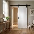 Internal Sliding Door, White Moulded, Hollow Core, Primed Finish, Black Face Mounted
