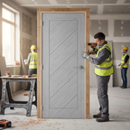 Premium Light Grey Ash Flush Interior Door with Solid Core and Prefinished Design - Custom Sizes Available
