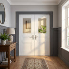 Internal French Door with 1 Light Clear Toughened Glass, White Primed, Engineered Core
