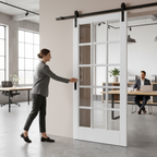 Internal Primed Clear Glass Sliding Door Set 15L - Elegant Design with Seven Panels and Four Glazed Panes - Image 2
