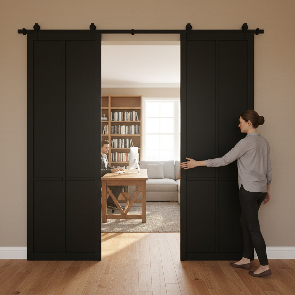 Premium Double Sliding Doors with Top Mount Track System - Stylish Design for Home Interiors