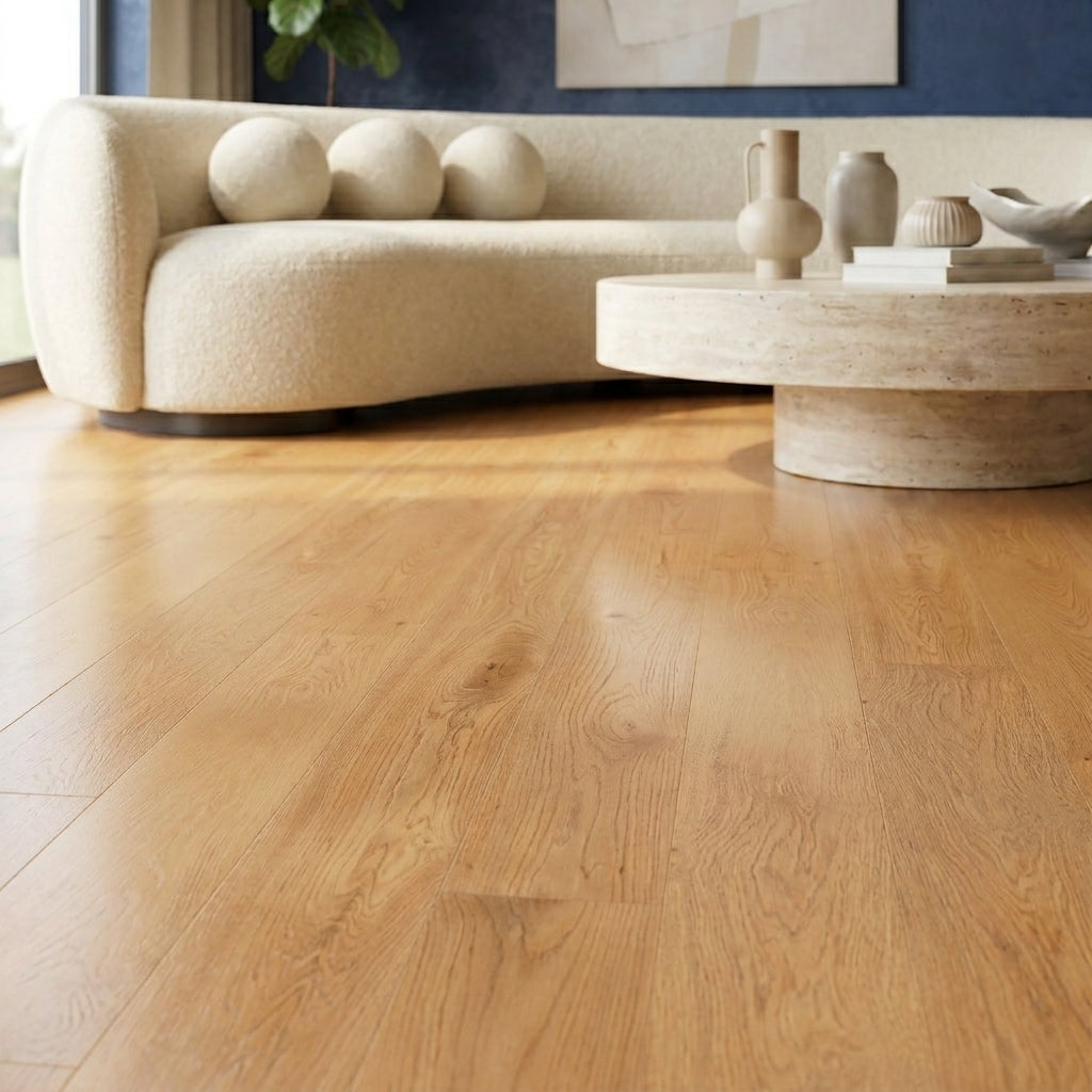 Engineered Wood Flooring 14mm Thick Natural Oak UV Lacquered Finish - detail view
