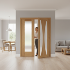 Verona Oak Single Door Room Divider with Side Panel