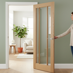 Premium Fully Finished Glazed Interior Door with Real Oak Lipping and Clear Safety Glass for Modern and Traditional Interiors