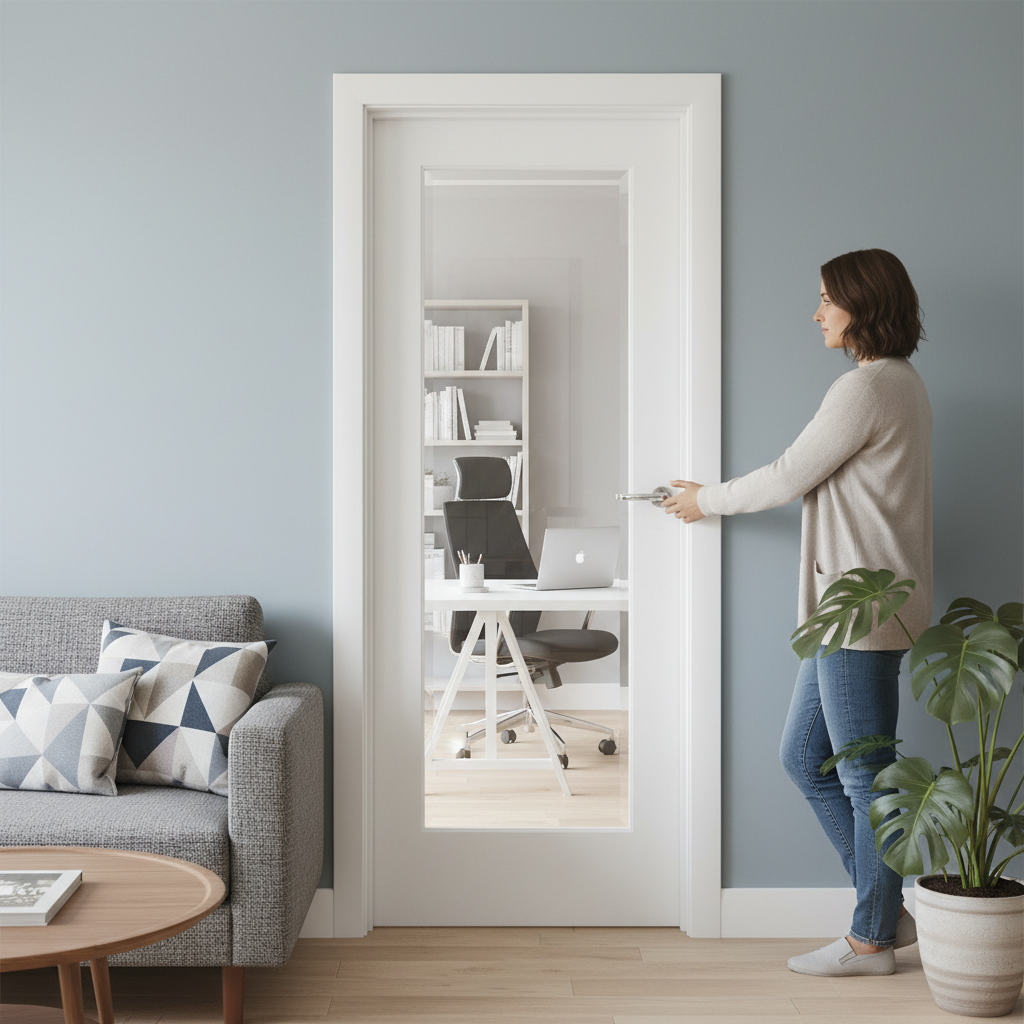 Premium Pre-Finished White Door with Clear Bevelled Glass for Timeless Home Appeal