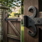 Premium Antique Black External Sword Hinge Front for Traditional Property Aesthetic