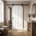 Internal White Sliding Door - Primed Ashton 3 Panel with Black Face Mount