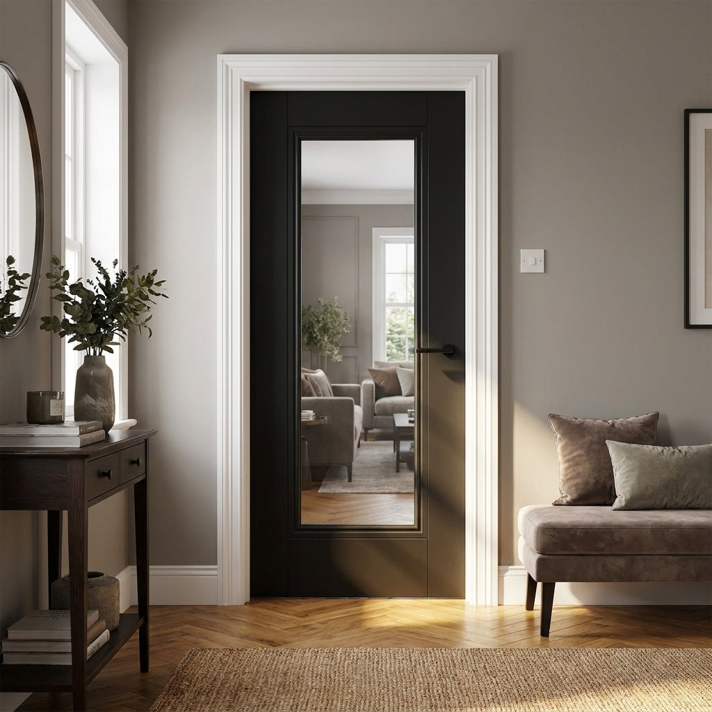 Black Internal Made-to-Measure Fully Finished Elegance Lancaster 1 Light Door with Clear Glass