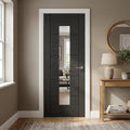 Internal Oak Door Black Fully Finished with 1 Light Clear Glass, Made-to-Measure